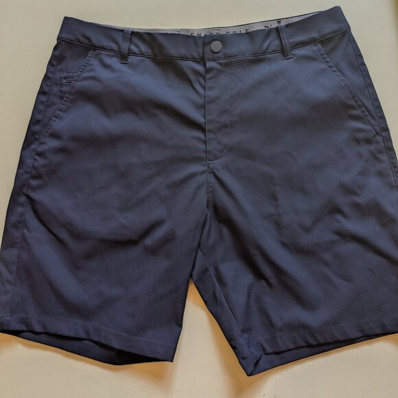 Puma Enjoy Golf Shorts Mens 36 Navy Blue Logo Slash Pocket Flat Front Zip Fly - Picture 1 of 7